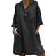 Large Plus Size !!Best Sale 2020 Women's Solid Boho Turn-down Collar Dress 3/4 Sleeve Casual Pocket Button Dress Vestido @6