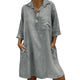 Large Plus Size !!Best Sale 2020 Women's Solid Boho Turn-down Collar Dress 3/4 Sleeve Casual Pocket Button Dress Vestido @6