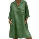Large Plus Size !!Best Sale 2020 Women's Solid Boho Turn-down Collar Dress 3/4 Sleeve Casual Pocket Button Dress Vestido @6