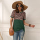 Leopard T-shirt Women Patchwork Top Summer Short Sleeve Tee Shirts Women Clothes 2020 New Tie Tops Tee Female 2XL Tee