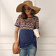 Leopard T-shirt Women Patchwork Top Summer Short Sleeve Tee Shirts Women Clothes 2020 New Tie Tops Tee Female 2XL Tee