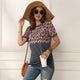 Leopard T-shirt Women Patchwork Top Summer Short Sleeve Tee Shirts Women Clothes 2020 New Tie Tops Tee Female 2XL Tee