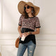 Leopard T-shirt Women Patchwork Top Summer Short Sleeve Tee Shirts Women Clothes 2020 New Tie Tops Tee Female 2XL Tee