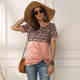 Leopard T-shirt Women Patchwork Top Summer Short Sleeve Tee Shirts Women Clothes 2020 New Tie Tops Tee Female 2XL Tee