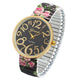 Luxury Women Elasticity FlowerShrink Bracelet Quartz Wrist Watch Oversized 12 Digital Printing Quartz Watch