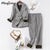 Magriay Plaid Jacket With Trouser Casual Blazer Work Office Lady Pant Suit Female Houndstooth Suits Coat Spring 2 Piece Set C234