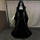 Medieval Renaissance Maxi Train Dress Adult Women Halloween Devil Pagan Witch Wedding Costume Hooded Gown Robe For Ladies #BL4