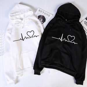 Men's And Women's 2020 Hoodie Valentine's Day Heart Print Loose Pullover Hooded Sweat Fleece Lady Hoodie Sweatshirt Cute