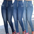 NIBESSER High Waist Women Jeans Buttons Female Pant Slim Elastic Plus Size Stretch Jeans Plus Size Denim Blue Skinny Pencil Pant