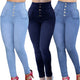 NIBESSER High Waist Women Jeans Buttons Female Pant Slim Elastic Plus Size Stretch Jeans Plus Size Denim Blue Skinny Pencil Pant