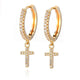 New Fashion Cute Cross Earrings Top Quality Cz Crystal cross hoop Earrings For Women Korean Wedding Jewellery