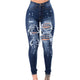 New Spring Autumn Women Blue Mid Waist Ladies Sexy Casual Ultra Stretchy Ripped Jeans Fashion Denim Trousers Pencil Skinny Jeans