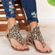 Oeak 2020 Hot sale Design Print Leopard Ankle Strap Women Sandals Women Flats Party Lace-Up Summer Sandal Shoes size 36-42