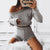 Ohvera Sweater Two Piece Set Knitted Long Sleeve Crop Tops + Bodycon Shorts Suit Winter Warm Sexy 2 Piece Set Women Outfits #902