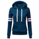 Oversize Hooded Sweatshirt Women Stripe Sweatshirt Long Sleeve Blouse Hooded Pocket Patchwork Pullover Tops Plus size S-5XL