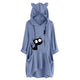 Oversized Sweatshirt Harajuku Cat Print Top Blouse Women Cute Ears Pockets Loose Hoodies Plus Size Hoody Pullover Sudadera Mujer