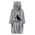 Oversized Sweatshirt Harajuku Cat Print Top Blouse Women Cute Ears Pockets Loose Hoodies Plus Size Hoody Pullover Sudadera Mujer