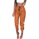 PU Faux Leather Pants Women High Waist Elastic Lace Up Slim Bottoms Pants Ladies Sexy Club Trousers Women Pants Pantalon Femme