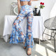 Pantalones Mujer Moda 2019 Plus Size Sexy Transparent Bell Bottom Pants High Waist Angel Print Pantalon Femme Floral 5#5