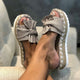 Platform Slippers Women Slides Summer Bow Summer Sandals Slipper Indoor Outdoor Linen Flip-flops Beach Female Wedge Shoes