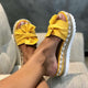 Platform Slippers Women Slides Summer Bow Summer Sandals Slipper Indoor Outdoor Linen Flip-flops Beach Female Wedge Shoes