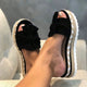Platform Slippers Women Slides Summer Bow Summer Sandals Slipper Indoor Outdoor Linen Flip-flops Beach Female Wedge Shoes