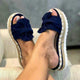 Platform Slippers Women Slides Summer Bow Summer Sandals Slipper Indoor Outdoor Linen Flip-flops Beach Female Wedge Shoes