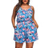 Playsuit Women Summer 2020 Plus Size Print Sleeveless V-Neck Rompers Ruched Jumpsuits Rompers Overalls Short Jumpsuit Female