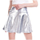 Pleated A-Line Mini Skirt Women Casual Fashion Shiny Metallic Flared Skirts for Women Faux Leather Pleated Skirt for girls 2020