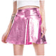 Pleated A-Line Mini Skirt Women Casual Fashion Shiny Metallic Flared Skirts for Women Faux Leather Pleated Skirt for girls 2020