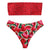 Red Bandeau Bikini Set Swimwear Women High Leg Bikinis 2020 Mujer Swimsuit Watermelon print Biquini Swimming suit for Women