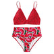 Red Bandeau Bikini Set Swimwear Women High Leg Bikinis 2020 Mujer Swimsuit Watermelon print Biquini Swimming suit for Women