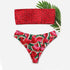 Red Bandeau Bikini Set Swimwear Women High Leg Bikinis 2020 Mujer Swimsuit Watermelon print Biquini Swimming suit for Women