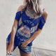 Retro Style T-shirt For Women Fashion Simple Printing short-sleeved Strapless Sexy Tshirt Daily Casual Shirt Wild Personality XL