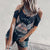 Retro Style T-shirt For Women Fashion Simple Printing short-sleeved Strapless Sexy Tshirt Daily Casual Shirt Wild Personality XL