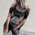 Retro Style T-shirt For Women Fashion Simple Printing short-sleeved Strapless Sexy Tshirt Daily Casual Shirt Wild Personality XL