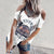 Retro Style T-shirt For Women Fashion Simple Printing short-sleeved Strapless Sexy Tshirt Daily Casual Shirt Wild Personality XL