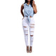 Ripped Jeans For Women Trousers Mid Waisted Skinny Hole Denim Pants Black White Sexy Slim Female Jeans Mujer  #Zer