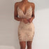 SAGACE Womens Deep V Party Dress Woman Sexy Spaghetti Strap Dress Fashion Ladies Cocktail Dress Lace Camisole Sequins Dresses
