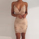 SAGACE Womens Deep V Party Dress Woman Sexy Spaghetti Strap Dress Fashion Ladies Cocktail Dress Lace Camisole Sequins Dresses