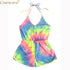 Sexy Bodysuit Rompers Womens Jumpsuit Summer Ladies  Bandage Beach Print Jumpsuit Sleeveless Female Jumpsuit Summer Apr