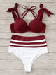 Sexy micro Bikini 2020 Women Swimsuit Scoop Neck Striped Swimwear Knot Bow fringe Summer Beachwear Bathing Suit Push Up Biquini