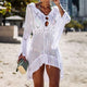 Sfit 2019 Women Crochet Knitted Cover Up Dress Beach Tunic Long Pareos Bikini Cover Bathing Suit Beachwear Robe Plage Hollow Out