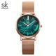 Shengke Women Watches Starry Green Dial Reloj Mujer	Ladies Wristwatch Ultra-thin Stainless Steel Strap Quartz Montre Femme Gift