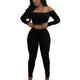 Slash neck 2 Piece Clothing Set Women Long sleeve Crop Top And Pants Suit ladies Sexy Leisure Two Piece Bodycon Tracksuit EY11