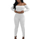 Slash neck 2 Piece Clothing Set Women Long sleeve Crop Top And Pants Suit ladies Sexy Leisure Two Piece Bodycon Tracksuit EY11