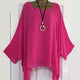 Solid Batwing Sleeve Summer Blouses 4XL 5XL Loose Plus Size Women Tunic Casual O-Neck Long Sleeve Blouse Anomalistic Tee Shirts