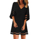 Summer Dress 2019 Women Solid Color Casual Loose Mini Dress V Neck Short Sleeve Dresses Simple Beach Dresses Ropa Mujer