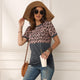 Summer Sexy Leopard Splice Printed T-shirt Tops Women O Neck Short Sleeve Tee Shirt Summer Ladies Letter Print T shirt Tops