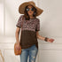 Summer Sexy Leopard Splice Printed T-shirt Tops Women O Neck Short Sleeve Tee Shirt Summer Ladies Letter Print T shirt Tops